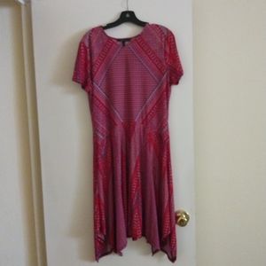 BCBG MAXAZRIA Runway Red and blue assymetrical dress